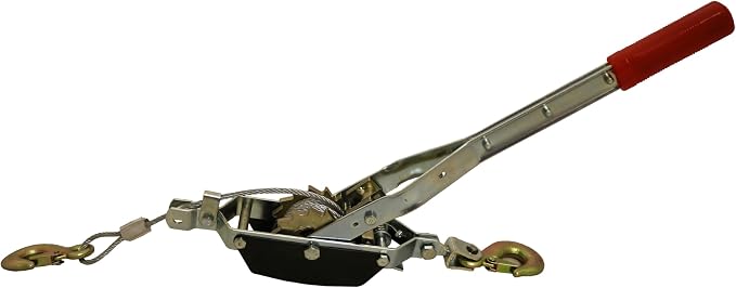 Ancra Cargo Cable Puller, Single Line 1-Ton Standard, 3/16" Aircraft Grade Galvanized Steel Cable, Drop-Forged Steel Slip Hooks with Included Safety Latch