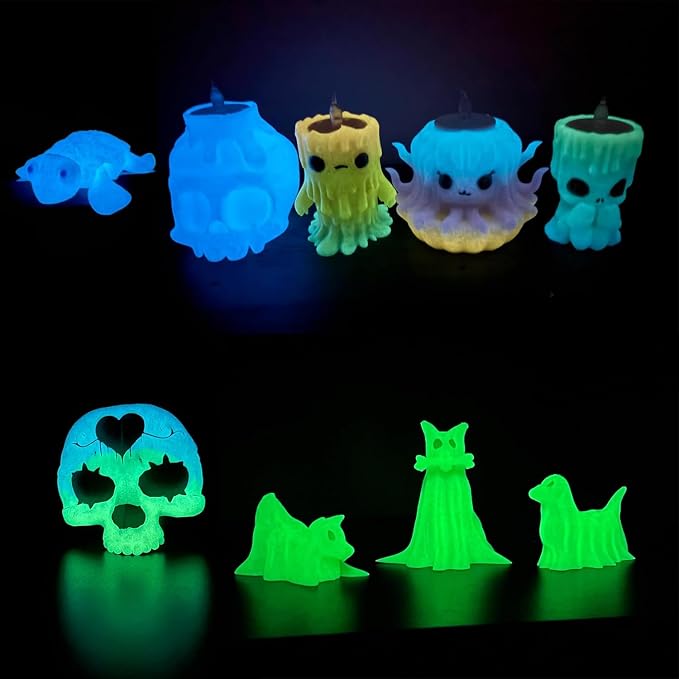 3D Printer Filament Bundle, Glow in The Dark Filament Multicolor, Green, Blue, Purple and Rainbow, PLA Filament 1.75 mm, Dimensional Accuracy +/- 0.03 mm, 250g X 4 Pack