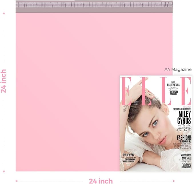 Metronic Poly Mailers 24x24 50 Pack, Strong Adhesive Envelopes, Waterproof Poly Bags for Shipping, Large Bags Light Pink