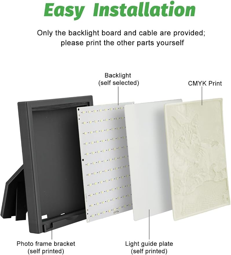 CMYK LED Lithophane PCB Board FAZ007 Compatible with Bambu Lab P1 X1 A1 A2L H2D P2S 3D Printers, 2 Pack with Connection Cable | PCB Lithophane Panel Replacement for Makerworld 3D Printer Accessories, DIY 3D Printing Projects