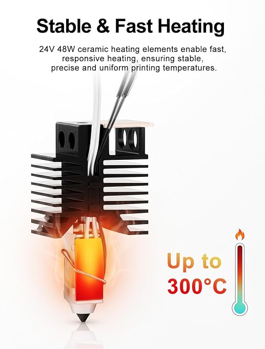 0.4MM U1 Hotend for Snapmaker U1 3D Pirnter, Pre-Installed 0.4MM Hardened Steel Nozzle with 24V 48W Fast Heating Ceramic Block, Nozzle Parking Points & Silicone Brush for Snapmaker U1 Extruder (4PCS)