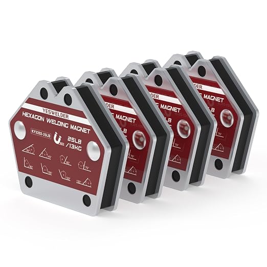 YESWELDR Hexagon Welding Magnets, 25LB 4PCS Multi-Angle Strong Magnetic Welding Holder, Holding Power Welding Accessories