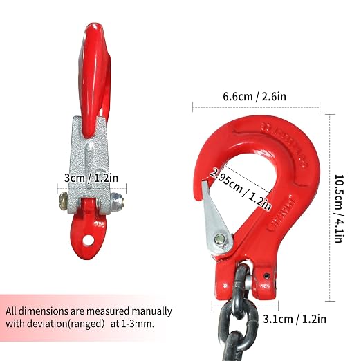 Pindex 1/4 Inch X 5 Ft Chain Slings for Lifting, G80 Alloy Steel Lifting Sling Hoist 3 Ton with 4 Leg Grab Hooks, 5 Feet