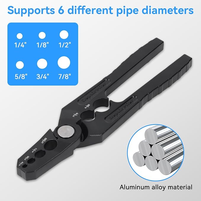 Copper Tube Rounder, Manual Pliers Tool Flat Tube Repairer Pliers Copper Pipe Rounder with 6 Hole Fits 1/4" 3/8" 1/2" 5/8" 3/4" 7/8" Pipes