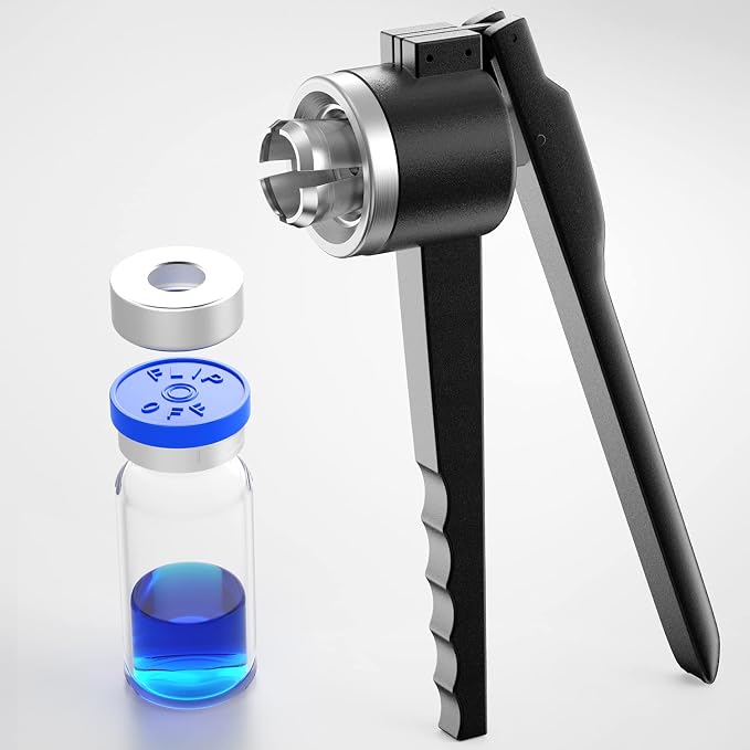 unsealed 10ml sterile empty vial and vial cap crimper