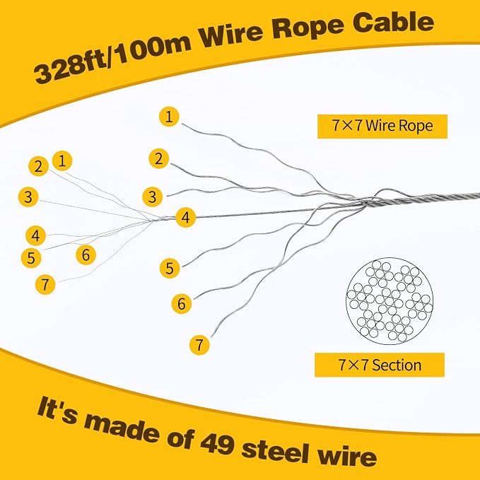 328ft 1/16" Wire Rope Crimping Tool Kit | for Railing, Decking, Picture Hanging