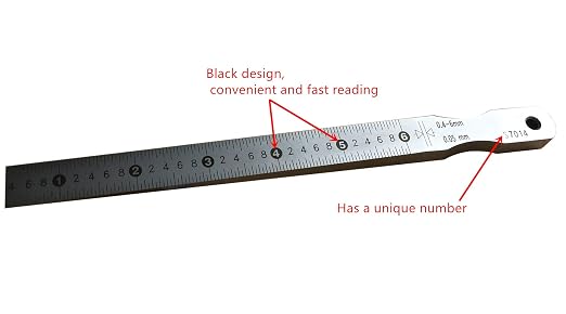 Precision Wedge Gap Feeler Gauge with High-Contrast Markings, Stainless Steel Taper Gauge for Automotive Repair & Metalworking - Easy-Read Scale Design, Clear Numerical Identification(0.4-6mm)