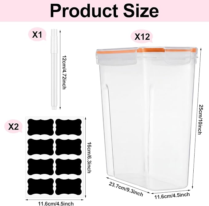 Blushtier 12 Pcs Large Filament Storage Box with Lids 3D Printer Dryer Box Portable Storage with Label for 3D Printing Filaments Sealing and Protection 9.76 * 9.64 * 4.5inch (Orange)