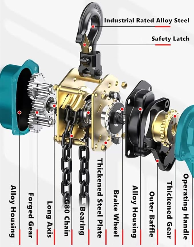 Chain Puller Hoist 3/4 Ton 1650 lbs Manual Lever Chain Hoist 10FT Come Along |2 Heavy Duty Hooks G80 chain| Industrial Grade Steel Construction (10FT)