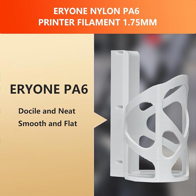 ERYONE Nylon 3D Printer Filament, Polyamide PA6 Filament 1.75mm +/- 0.03mm, Stiff & Strong & Heat Resistant, 1kg (2.2LBS)/Spool, PA6 White