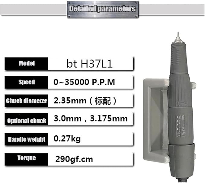 N3 Marathon Micromotor Polisher with 35K RPM Micro Motor Handle Jewelry,Ceramics,Silicone,Glasswork,Woodcarving. (H37L1, 3mm)