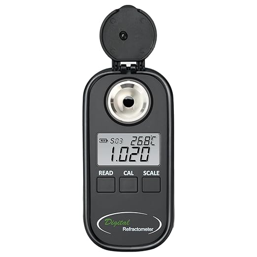 Digital Salinity Refractometer Salinity Meter Salt Meter Range 0-28%, Specific Gravity 1.000-1.217