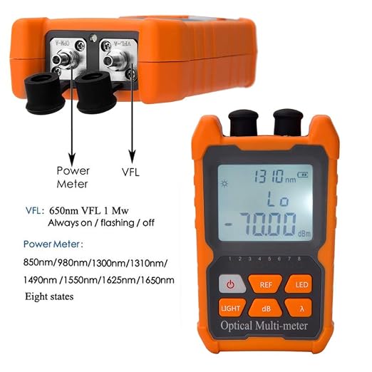 Fiber Optic Cable Tester Portable Optical Fiber Power Meter FC/SC/ST Universal Interface Integrated OPM, VFL, and RJ45 Functions (OPM-VFL-1)