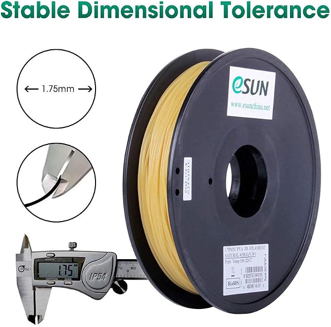eSUN Water Soluble PVA Filament 1.75mm, 3D Printer Filament PVA, 0.5KG Spool 3D Printing Filament for 3D Printers, Natural