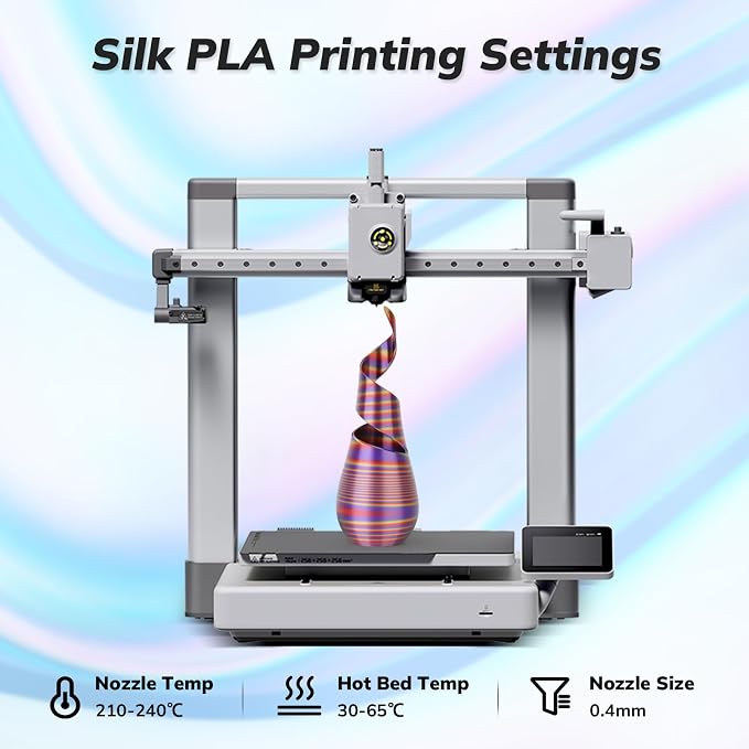 AMOLEN Silk PLA 3D Printer Filament, Multicolor Rainbow PLA 1.75mm for Creative & Decorative, Smooth Gradient Color Change PLA for Most FDM 3D Printer, Gold Purple Red, 1kg (2.2lbs)