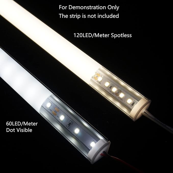 THMOOTHER V Shape 6.6FT 200CM LED Strip Aluminum Channel Diffuser, 10-Pack 16x16MM Anodized Silver Track with Curved Milky Cover, Corner Connector and Mounting System