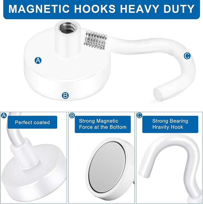 LOVIMAG Magnetic Hooks, Cruise Essentials 2026, 12 Pack-30LBS | Heavy Duty Strong Magnet Hook for Cruise Cabin, Refrigerator Fridge, Ship, Classroom, Kitchen Grills, Black