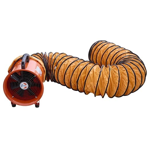 8Inch Utility Blower Fan with 25ft Flexible Duct Hose, 1500 m3/h High Velocity Portable Industrial Exhaust Fanial Extractor for Basements,Workshops,Warehouses,Confined Spaces (8IN Fan+25FT Hose)