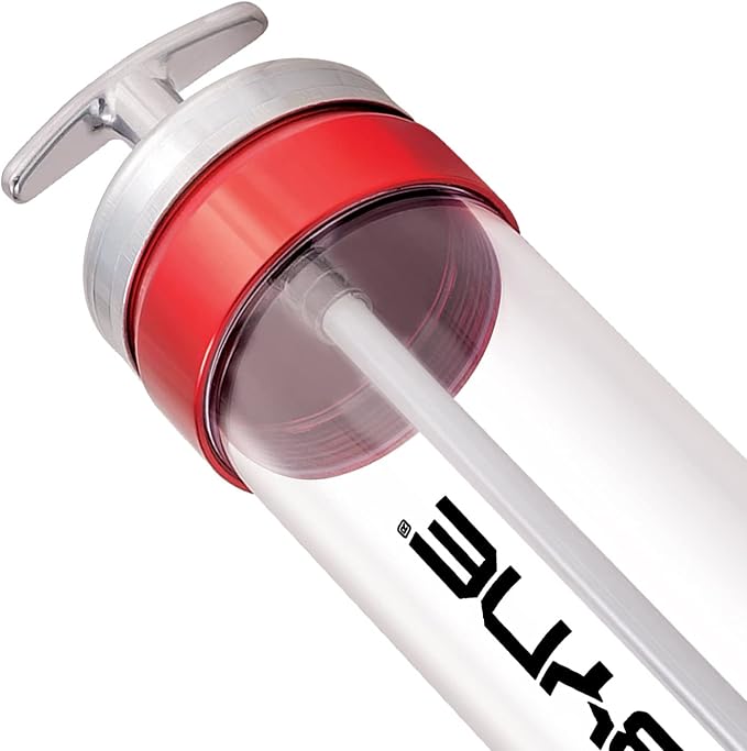 Carbyne Suction Gun, See-Through Barrel, 14 oz Capacity, 12 in. Flexible Hose, for Transmissions, Differentials, and Gear Boxes