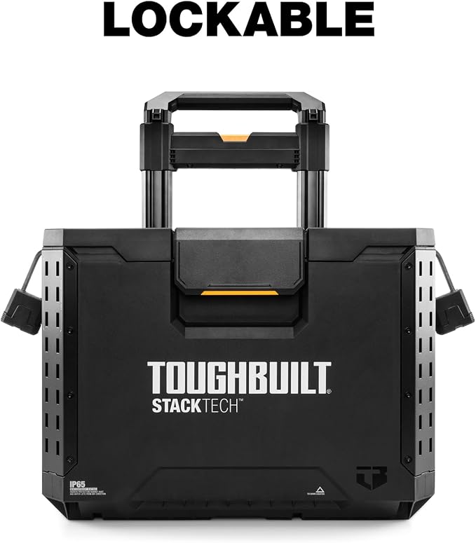 ToughBuilt Portable 2-in-1 Rolling Tool Box, Wheels & Stackable Design, Black