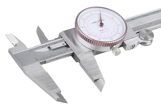Accusize Industrial Tools 8''/200 mm by 0.001''/0.02 mm Dual Needle Precision Dial Caliper Stainless Steel in Fitted Case, Imperial/Metric, P920-S238 | 0.001 in/0.02 mm Resolution, +/-0.001 in/0.03 mm Accuracy, Hardened Stainless Steel, Fitted Case