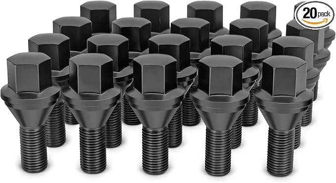 Dynofit M12x1.25 Aftermarket Lug Bolts Replacement for OE Two-piece Swollen Bolts,20pcs 17mm Hex Factory Style Wheel Bolt fit Jeep Renegade 2015-2025,Dodge Hornet 2023-2025,22mm Shank Stud