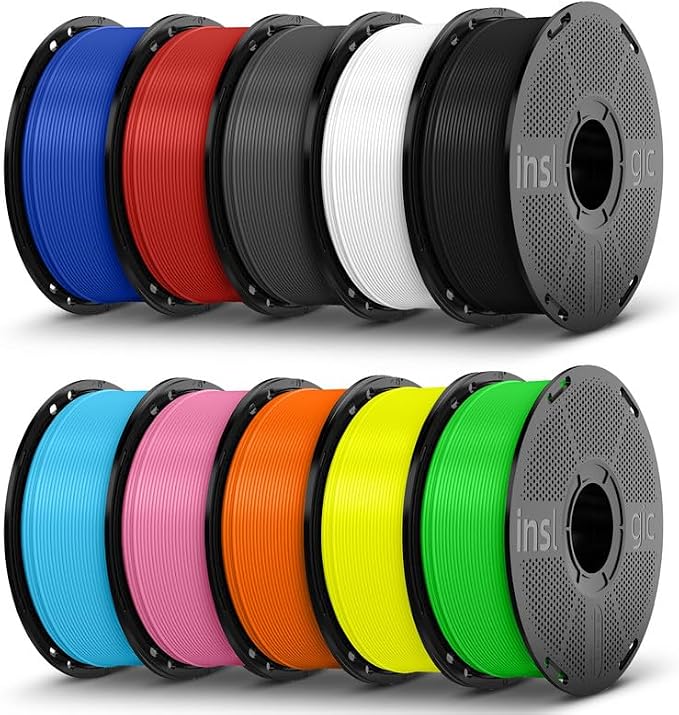 Inslogic PETG Pro Pre-Dried 3D Printer Filament 1.75mm, High-Speed PETG Filament, Stronger Toughness, Compatible with FDM Printers, 10 Colors, 10kg Total, 10×1kg