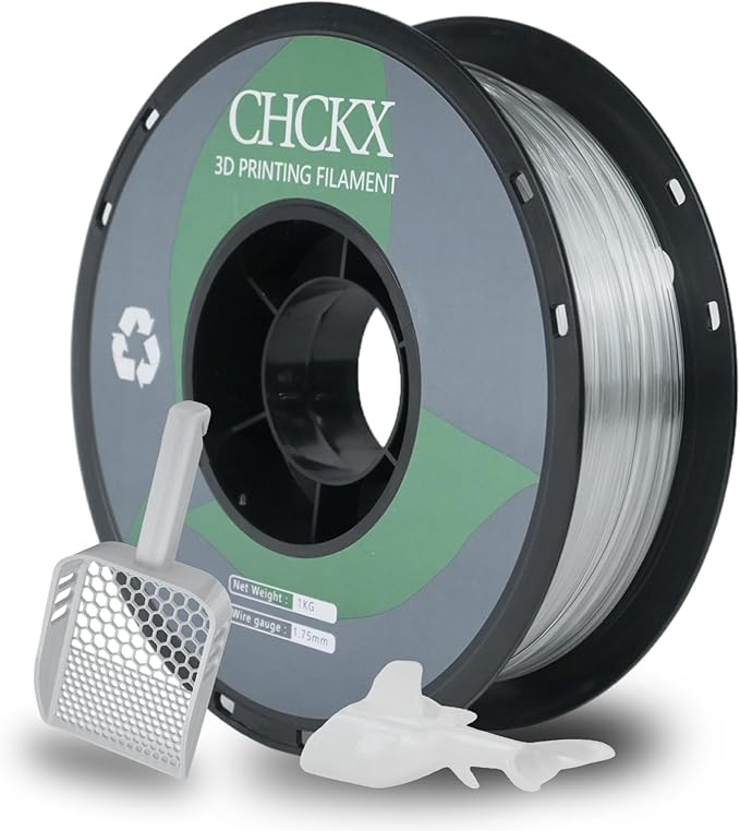 PETG 3D Printer Filament, Dimensional Accuracy +/- 0.03 mm, 1kg Spool(2.2lbs), 1.75 mm Fit for Most 3D Printers, Transparent