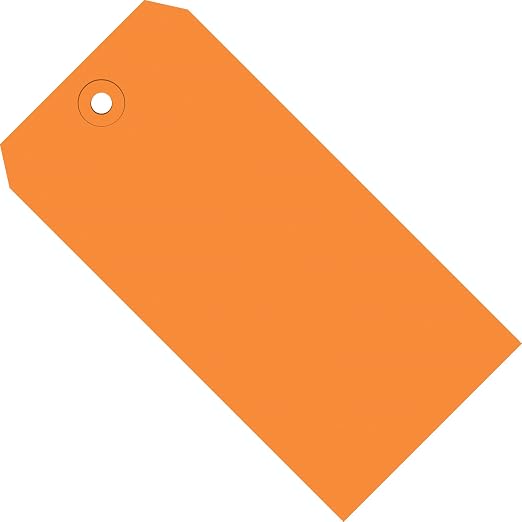 BOX USA Shipping Tags, 4 3/4" x 2 3/8", 13 Pt, Orange, with Reinforced Eyelet, to Identify Or Address Items that Cannot be Labeled and to Color Code Shipments, Case of 1000