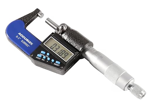 Accusize Industrial Tools 0-1''/0-25 mm by 0.00005''/0.001 mm 7-Key Electronic Digital Micrometer, Water Proof, Ac21-1022