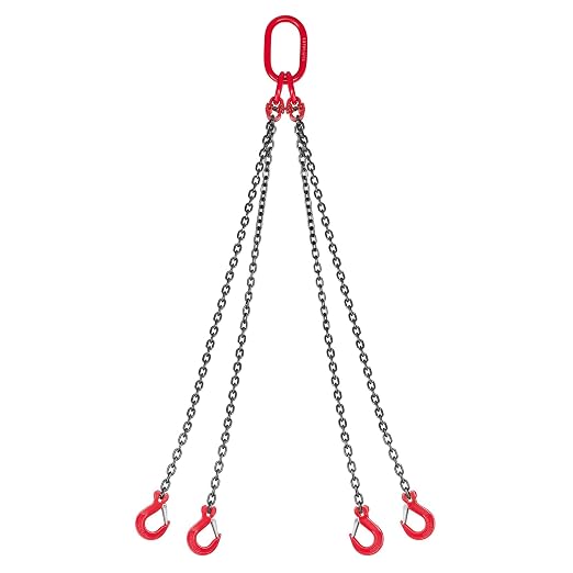 VEVOR Chain Sling, 1/4 in x 5 ft Lifting Chains with 4 Leg Grab Hooks, Heavy Duty G80 Alloy Steel Lifting Sling, 6600LBS Capacity, Adjustable Engine Chain Hoist Lifts for Cargo Security Towing
