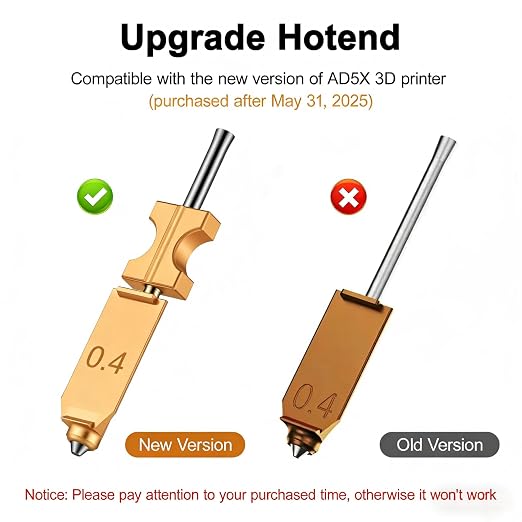 2PK Upgraded 0.4mm Hotend Kit for Flashforge AD5X Quick-Detachable Nozzle Extruder, Rapid Heating, with Extra 2PCS Silicone Cover 2PCS Nozzle Brush