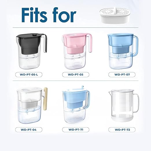 AQUA CREST PF-01A Water Filter Replacement for Waterdrop® Pitchers, Waterdrop® PF-01A Filter, Reduces Lead, PFAS, PFOA/PFOS, Chlorine, Last Up to 3 Months or 200 Gallons, 1 Pack