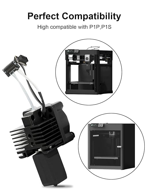 P1P P1S Hotend Kit Hardened Steel Nozzle 0.2/0.4/0.6mm with Fan Heater Thermistor | Hardened Steel Nozzle Assembly Hot end with Fan, Thermistor, Ceramic Heater & Extruder Heating Block Replacement