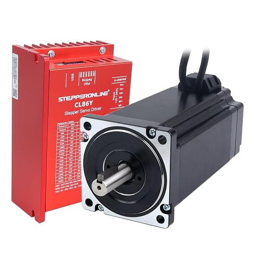 STEPPERONLINE Closed Loop Stepper Motor 1 Axis CNC KIT 12.00Nm/1699.34oz.in 6.0A Nema 34 Motor with 1.5 Meter Cables & 0-8.5A 20-80VAC/30-110VDC Driver CL86Y