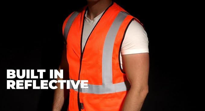OccuNomix ANSI/ISEA 107-2020 Class 2 Type R Mesh Surveyor Vest - Reflective Safety Vest with Pockets, Dual Sizes (S/M-4X/5X)