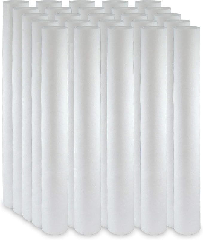 Max Water Slim Blue 5 Micron 20 inch x 2.5 inch Whole House Melt-Blown Polypropylene Sediment Water Filter Replacement Cartridge (Pack of 25)