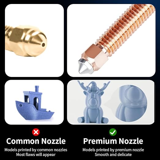 Creality K1C Nozzle, Original Ender 3 V3 SE Hotend Nozzle with Titanium Alloy Heat Break, Copper Alloy, Hardened Steel for Creality K1 SE/K1/K1 Max/Ender 3 V3 Plus/3 V3/3 V3 KE 3D Printers(0.4mm 4PCS)