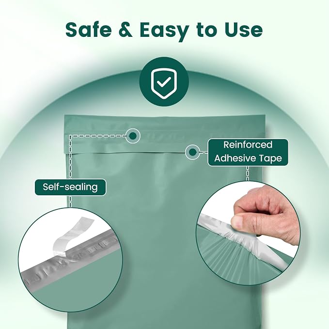 Metronic Poly Mailers 14.5x19 400PC, Large Poly Mailers for Small Business Self-Seal Shipping Bags for Clothing, Shipping Envelopes, Packaging Bags, Mailing Poly Bags，Grayed Jade Green