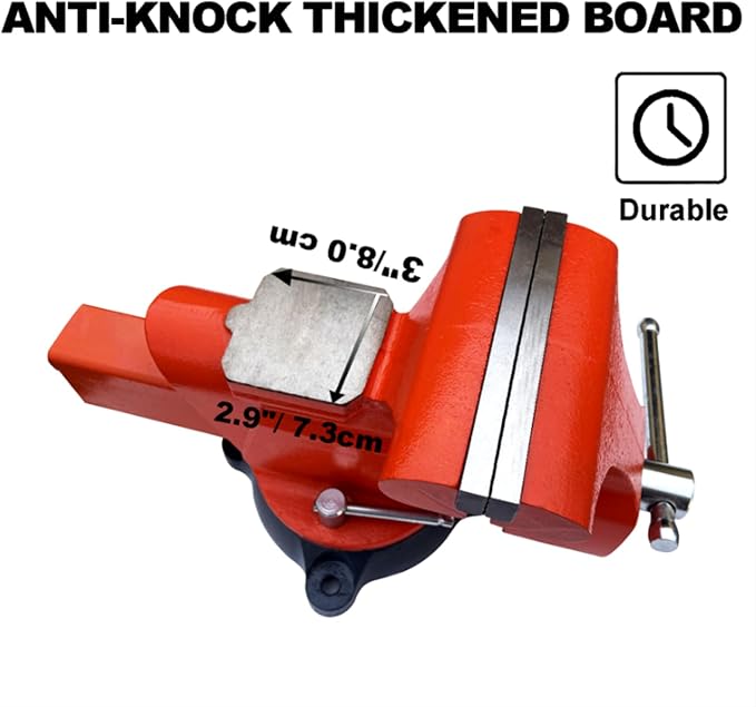 Bench Vise 6 Inch Jaw Width 5.5 Inch Jaw Opening Home Vise - Secure Grip with 360° Swivel Base Home Vise Rotation Base - Assembled with a Combination of Heavy Duty Cast Iron and Steel - Orange