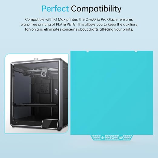 BIQU CryoGrip Pro Glacier Build Plate for K1 Max 3D Printer, Double-Sided Fine Textured Spring Steel Sheet, Firm Adhesion, 310x315mm, 1 Piece