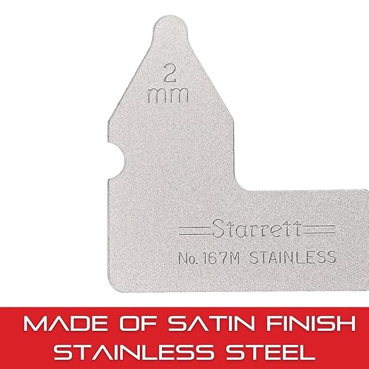 Starrett Individual Radius Gage for Both Convex and Concave Radii - Ideal for Carpenters and Constructions - Stainless Steel, 2mm Radius Gage, Millimeter Reading - 167M-2