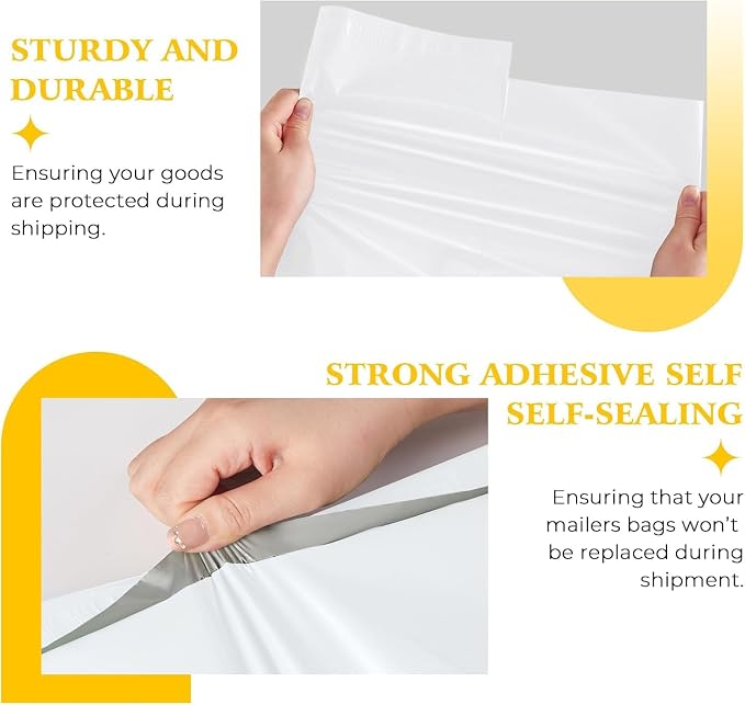 Metronic Poly Mailers 17.7x22 500Pack, Large Shipping Bags for Clothes Bulk,Strong Self Adhesive Shipping Envelopes for Small Business,Waterproof Mailing Envelopes Bulk for Packaging White