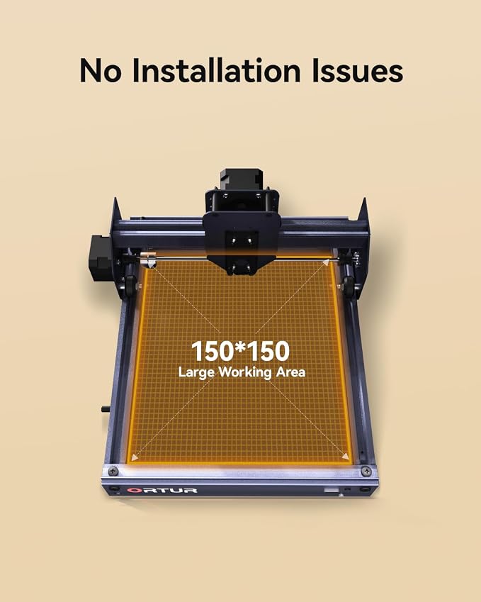 Ortur F20 Laser Engraver, 5000mW Laser Engraver Machine Class 4 Higher Accuracy Wood Cutter with Large Working Area 150x150mm, 15000mm/min Engraving Speed for Wood Acrylic Metal Glass