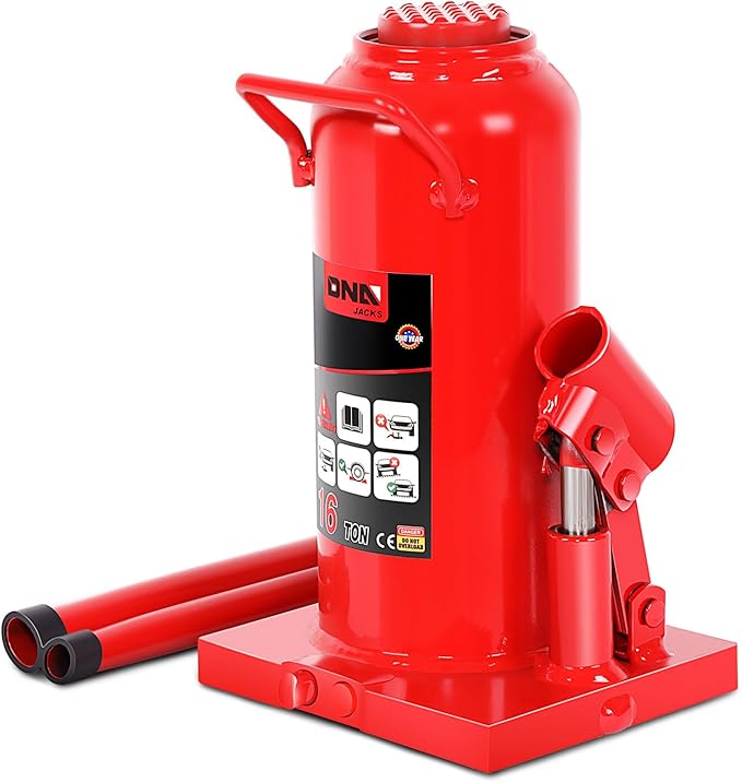 DNA Motoring 16 tons / 32000 lbs Lifting Automotive Welded Hydraulic Bottle Jack for Repair Vehicle, Pickup, Truck, w/Manual Handle, Red,TOOLS-00361