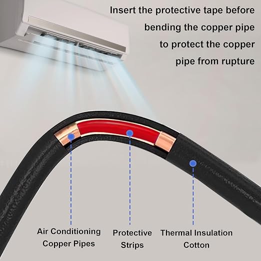 Tnisesm 4Pcs Conditioning Copper Tubing Pipe Extension 4M, 1/4" 1/2" 3/8" 5/8" Built-in Copper Tube Bending Strip Air Conditioning Pipe Bender Kit