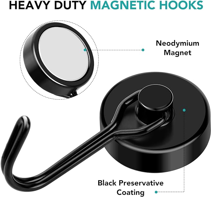 DIYMAG Magnetic Hooks,120LBS Heavy Duty 8 Pack 2026 Cruise Ship Essentials | Strong Magnets hook for Hanging Refrigerator Home Kitchen Office Grills Classroom