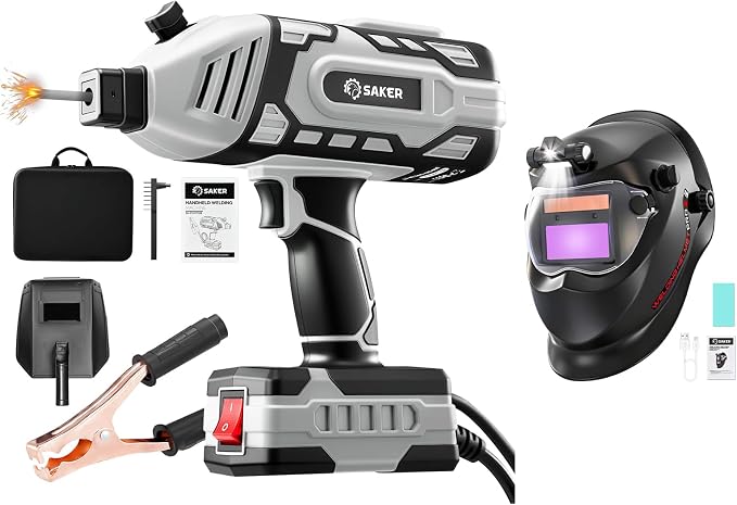 Saker Portable Welding Machine - Saker Auto Darkening Welding Helmet with LED Light