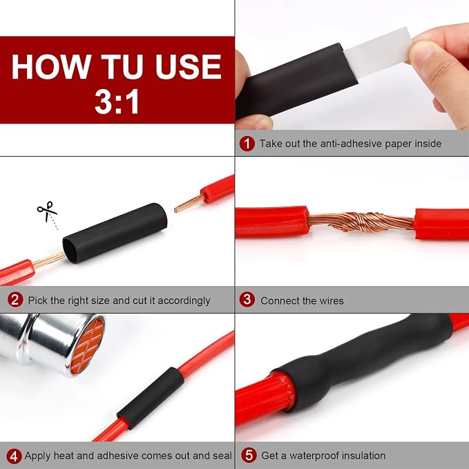 Chanzon 3:1 Ratio 3/4" (19.1mm) Heat Shrink Tubing - Marine Grade Waterproof Adhesive Lined - 4Ft Roll (1.22M Total Length) Red Polyolefin Sleeving Wrap Shrinking 3 to 1 Ratio 1pcs