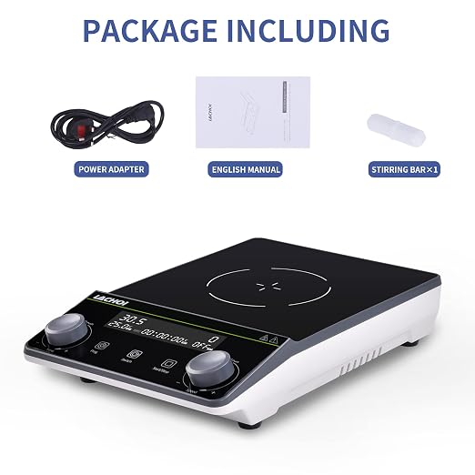 Magnetic Stirrer 5.9 inch Magnetic Stir Plate with stir bar LCD Display 100-1600RPM Max Stirring Capacity 5000ml Digital Magnetic Stir Plate Magnetic Mixer Lab Stirrers(No Heating)